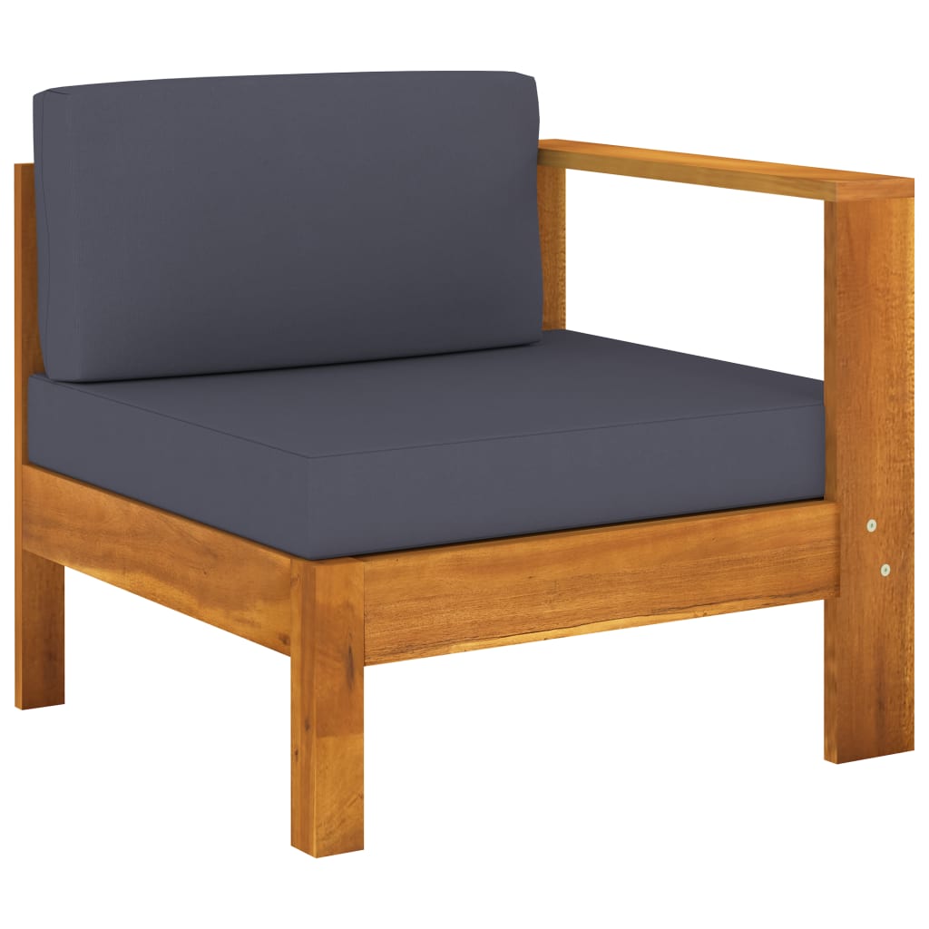 Mittelsofa mit 1 Armlehne Dunkelgrau Massivholz Akazie Mittelsofa mit 1 Armlehne Dunkelgrau Massivholz Akazie