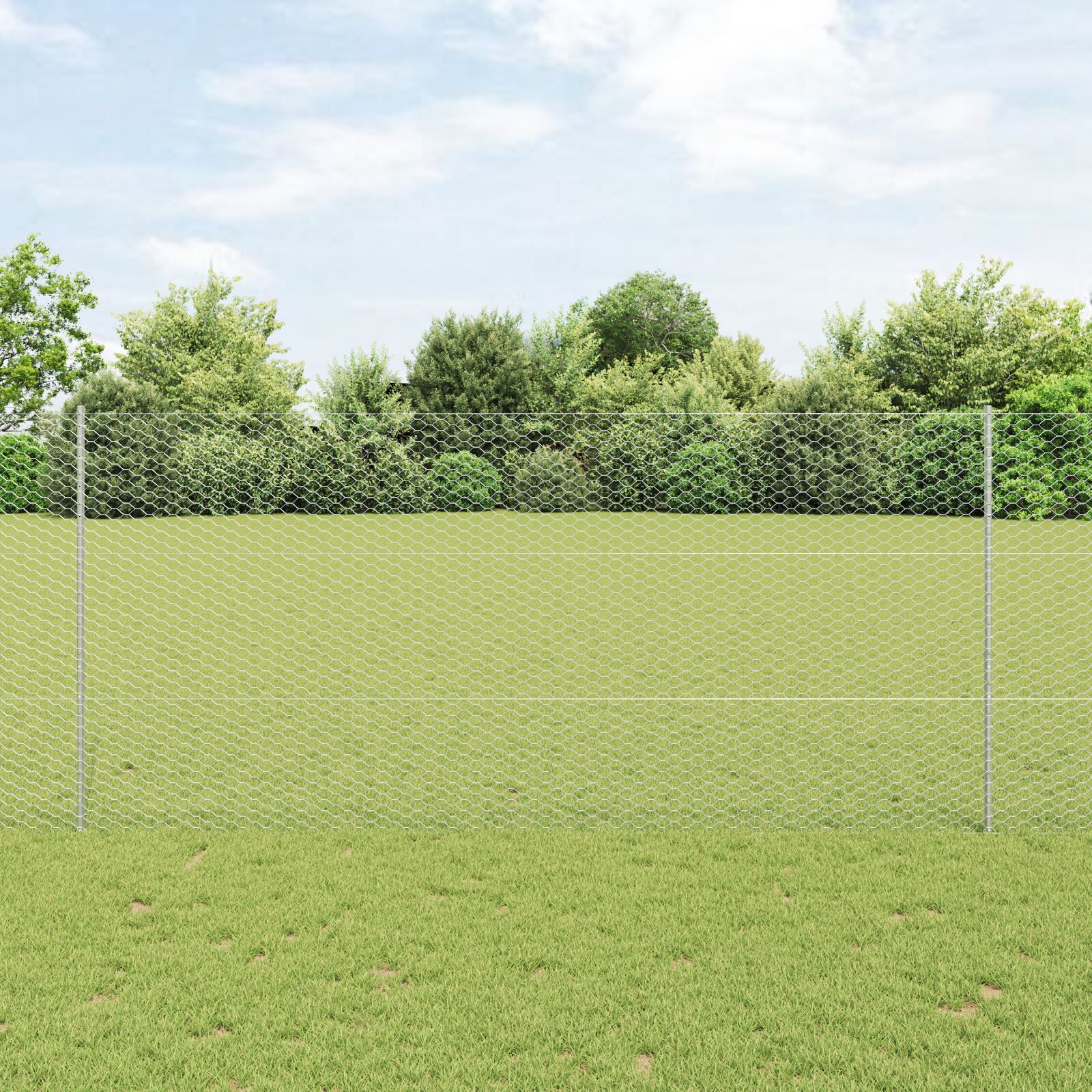 Zaunpfosten 22 Stück U-Profil 140 cm Verzinkter Stahl, Sechseckzaun 1,4x25 m Verzinkter Stahl