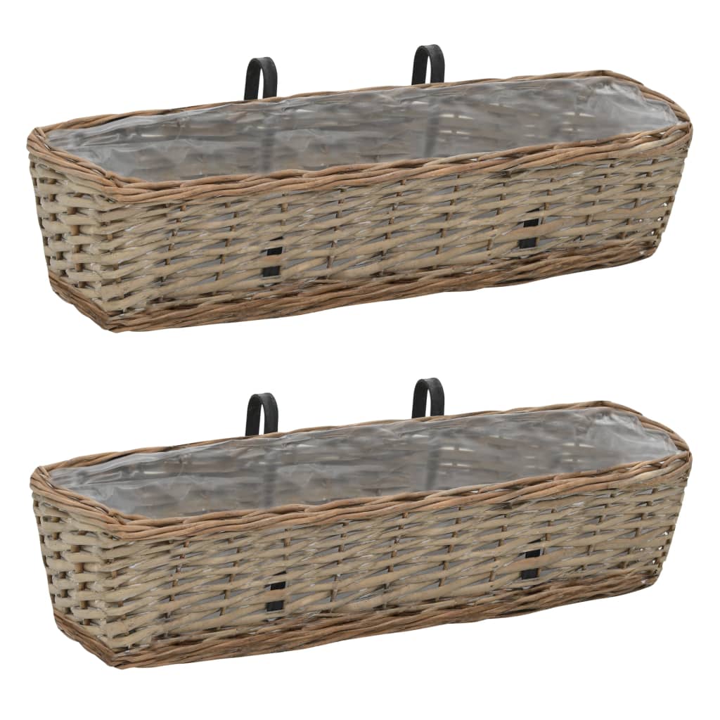 Balkon-Blumentöpfe 2 Stk. Weide mit PE-Auskleidung 60 cm Balkon-Blumentöpfe 2 Stk. Weide mit PE-Auskleidung 60 cm