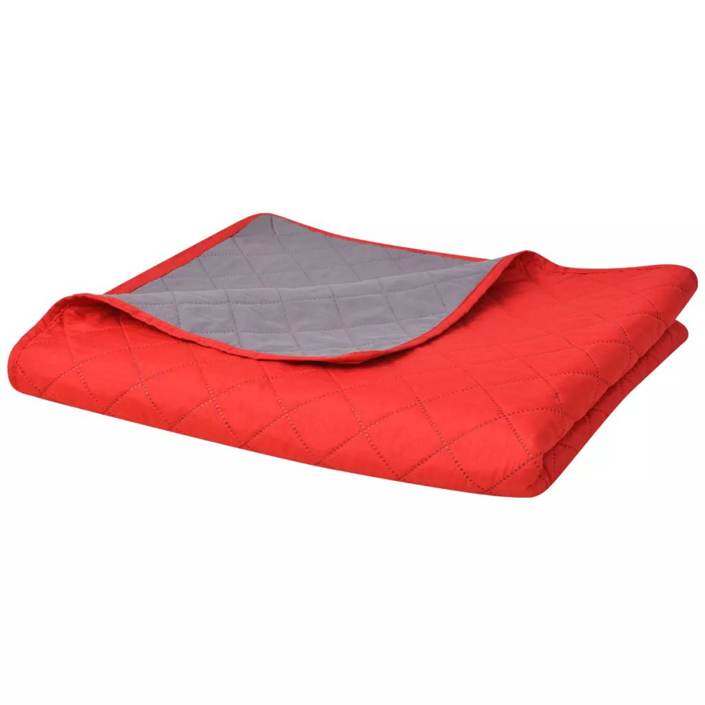 Zweiseitige Tagesdecke Gesteppt Rot und Grau 230x260 cm Zweiseitige Tagesdecke Gesteppt Rot und Grau 230x260 cm