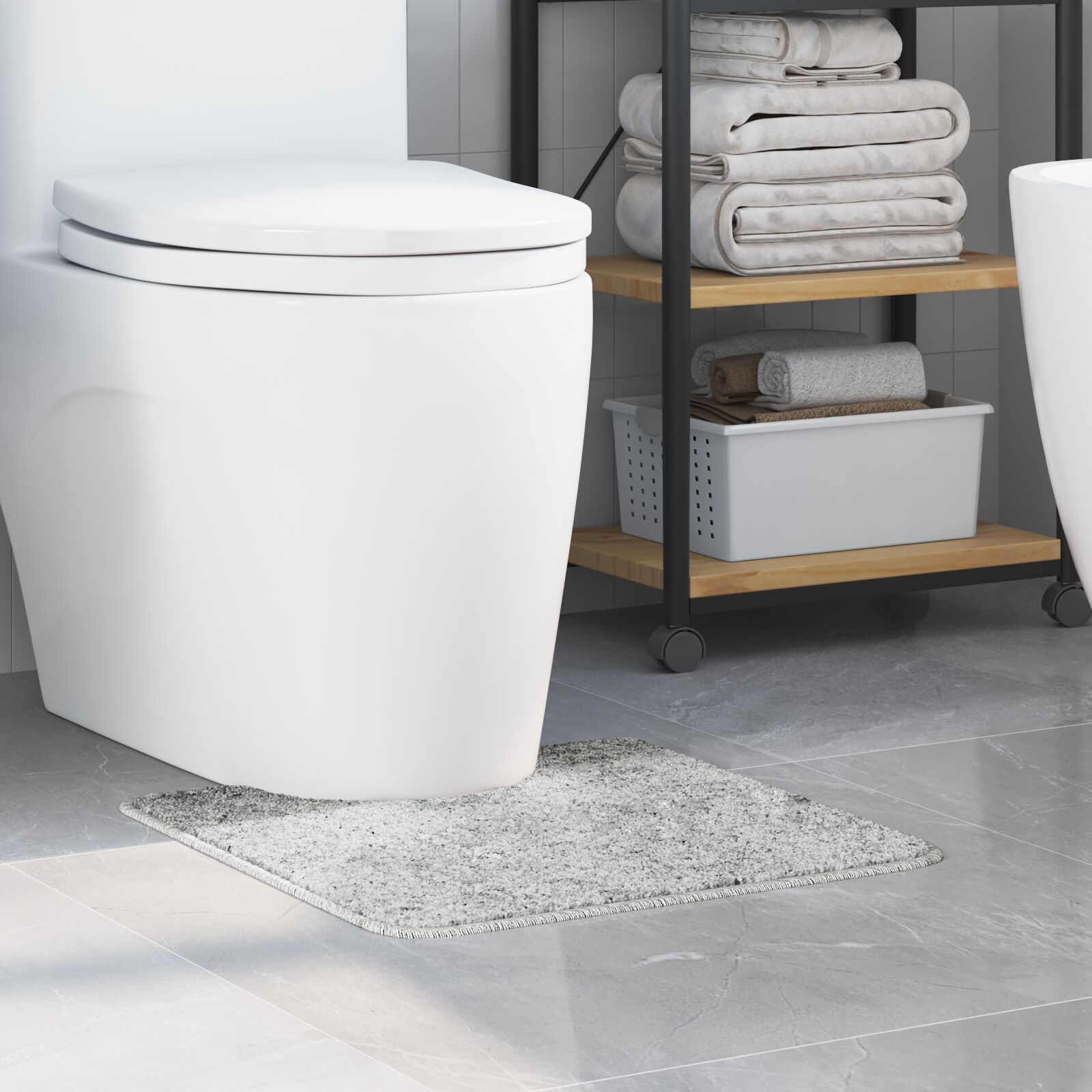 vidaXL Badematte U-Form Grau 50x50 cm Polypropylen Rutschfest vidaXL Badematte U-Form Grau 50x50 cm Polypropylen Rutschfest