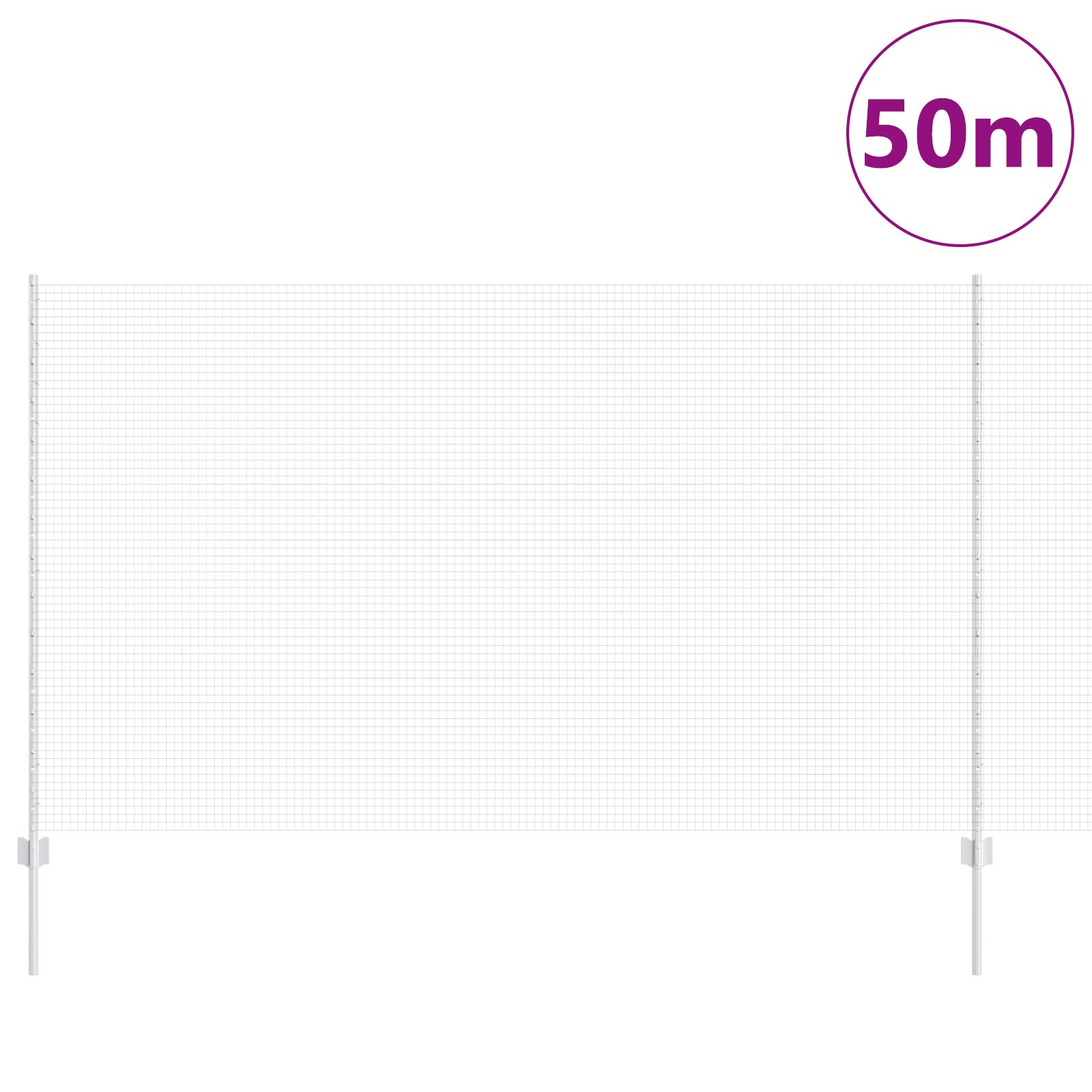 Geschweißter Drahtzaun mit 44 U Pfosten Silber 1.4x50 m Stahl