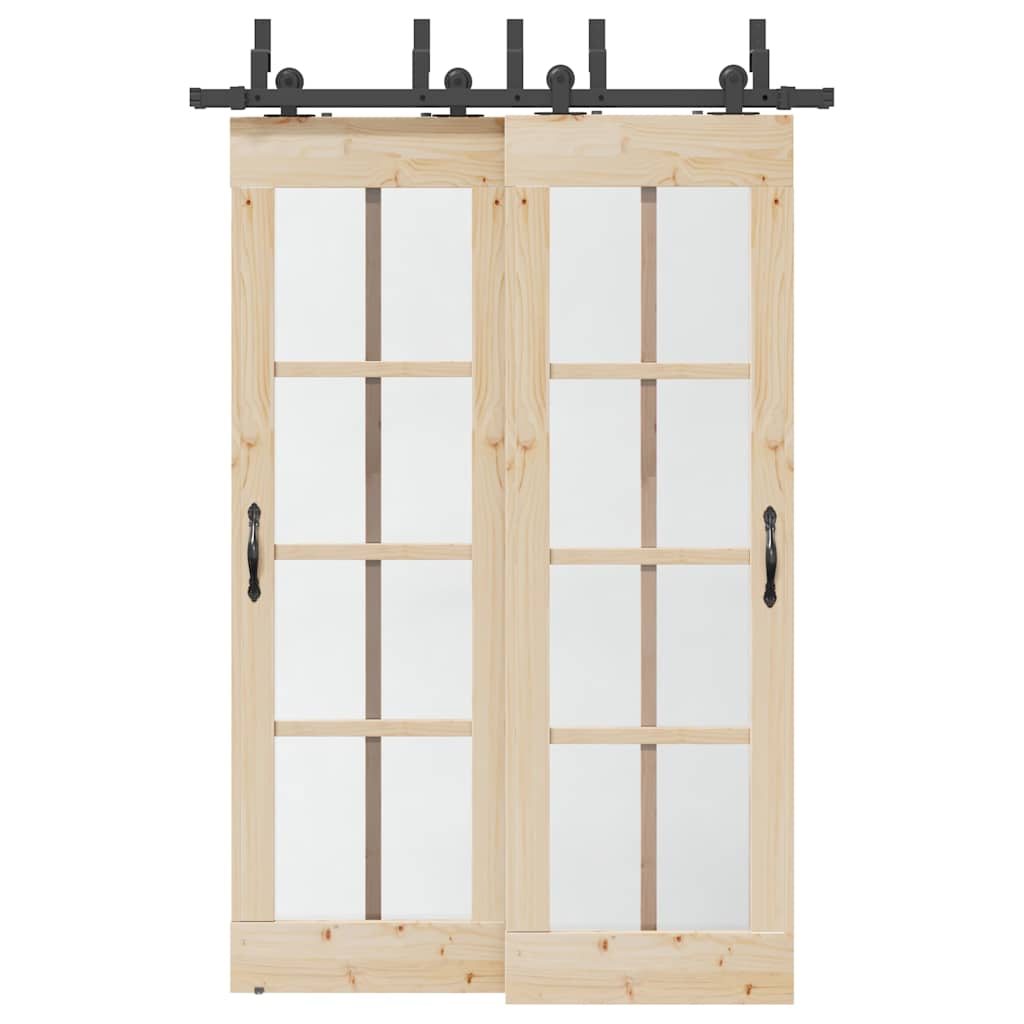 Schiebetürbeschlag-Set 152,5 cm Stahl Schwarz Schiebetürbeschlag-Set 152,5 cm Stahl Schwarz
