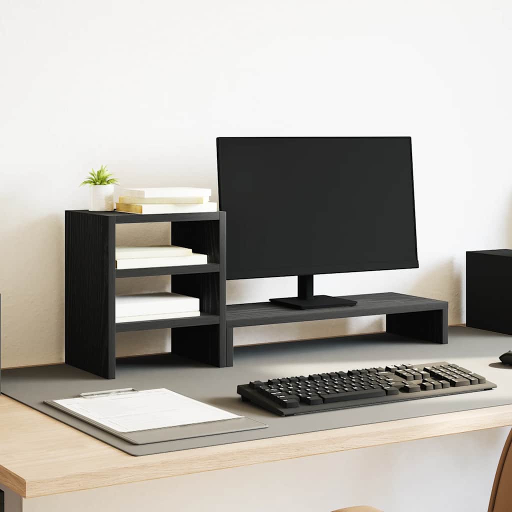 Monitorständer mit Schreibtisch-Organizer Schwarz Eichen-Optik Monitorständer mit Schreibtisch-Organizer Schwarz Eichen-Optik