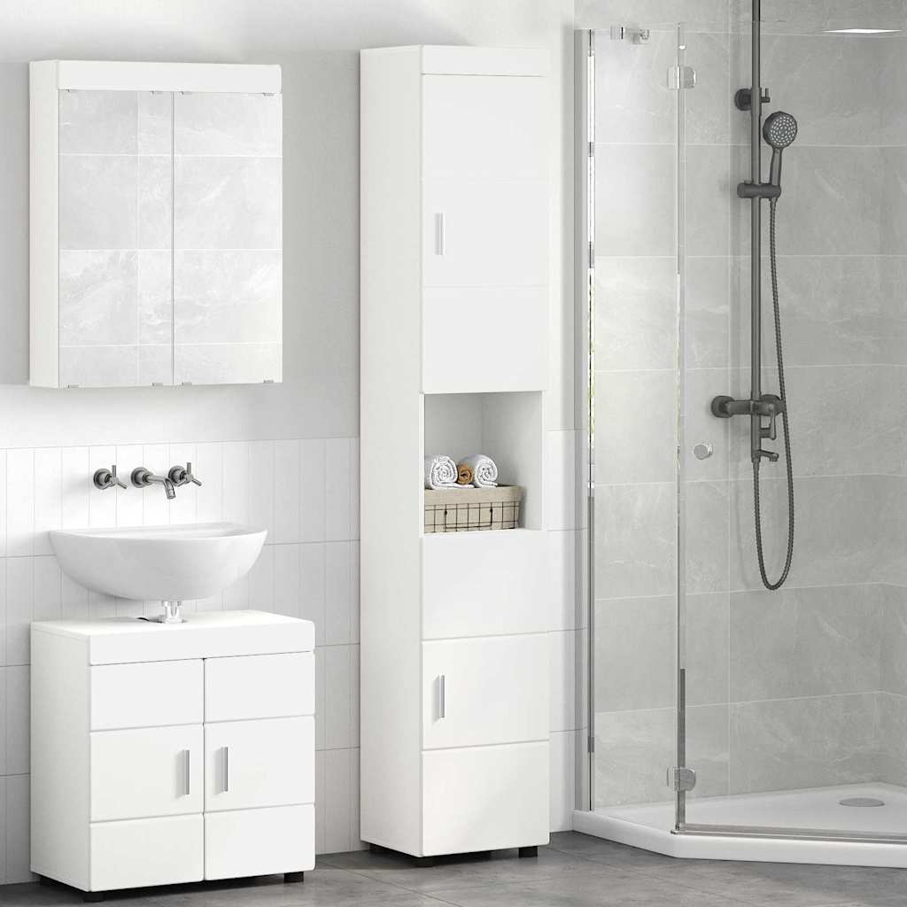 Badezimmer Schrank Weiß 37 x 31,5 x 203 cm Holzwerkstoff