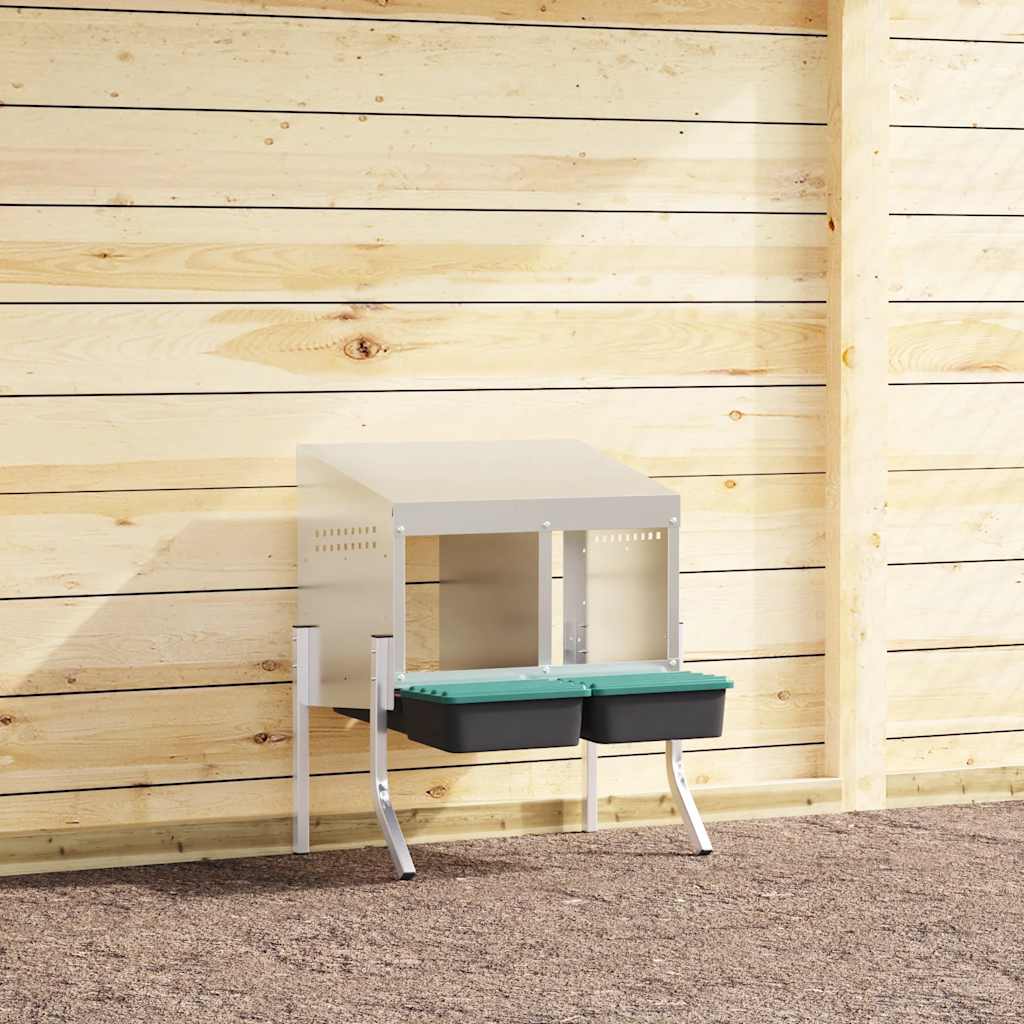 Hühner-Nistkasten 2 Fächer mit Beinen Verzinkter Stahl Hühner-Nistkasten 2 Fächer mit Beinen Verzinkter Stahl