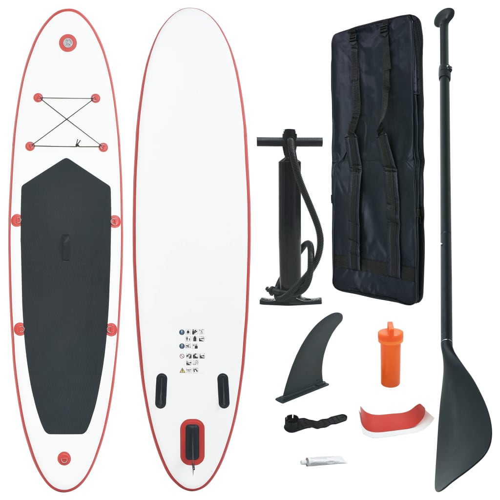Stand Up Paddle Board SUP Aufblasbar Rot und Weiß Stand Up Paddle Board SUP Aufblasbar Rot und Weiß