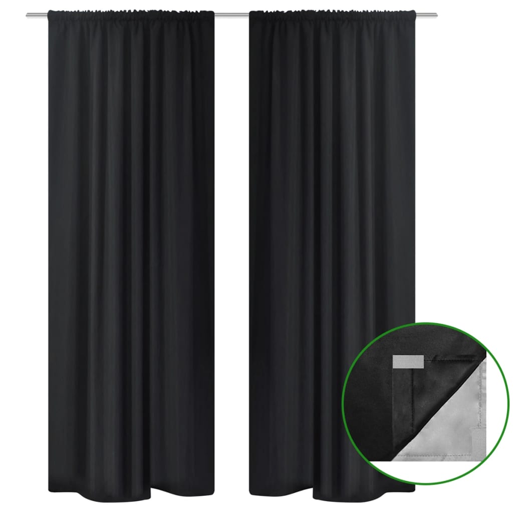 Verdunkelungs-Vorhänge energiesparend doppellagig 140x245cm Schwarz Verdunkelungs-Vorhänge energiesparend doppellagig 140x245cm Schwarz