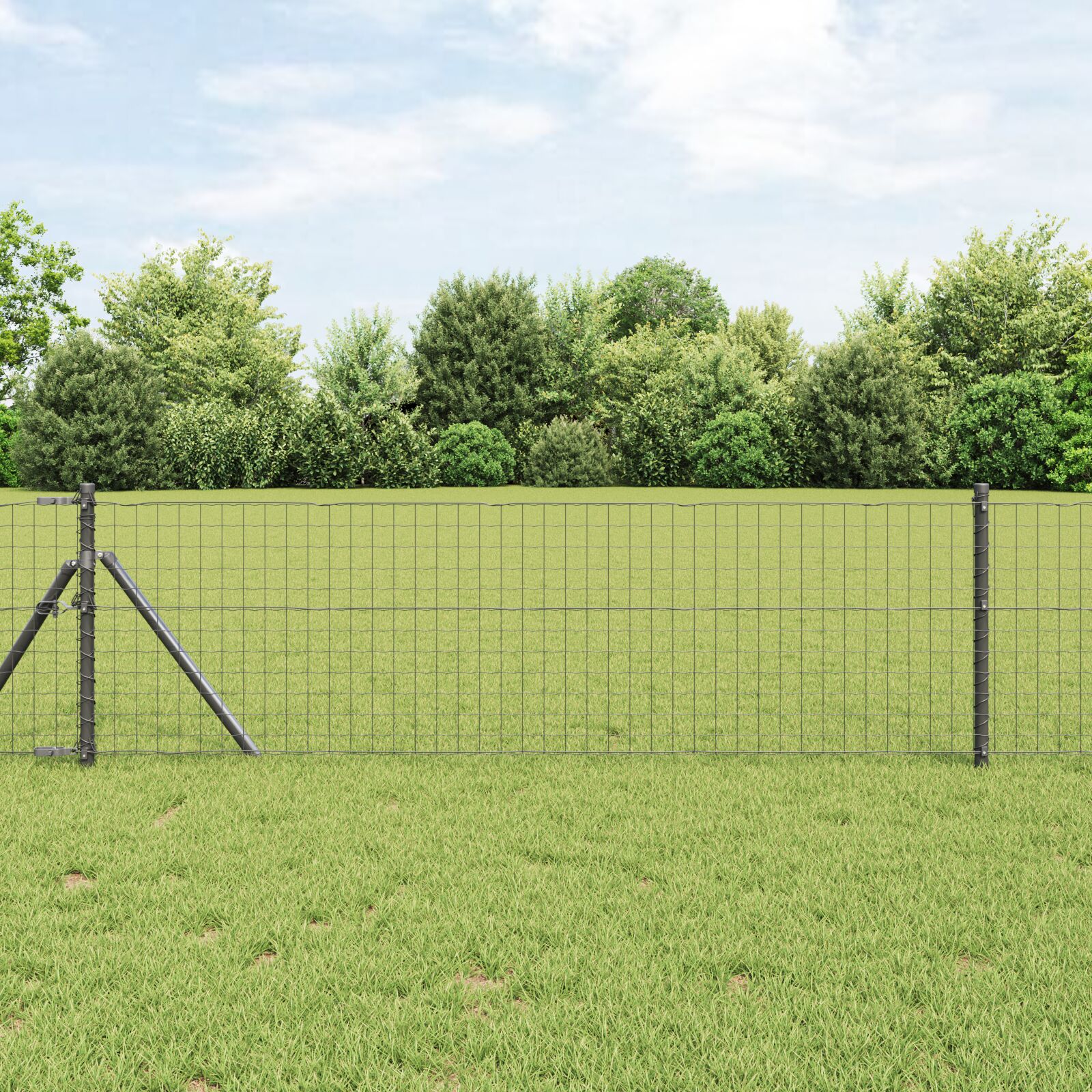 Zaunpfosten 26 Stück Grau Ø32 mm 80 cm Verzinkter Stahl
