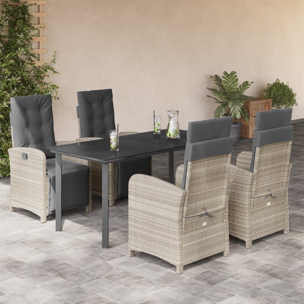 5-tlg. Garten-Essgruppe mit Kissen Hellgrau Poly Rattan 5-tlg. Garten-Essgruppe mit Kissen Hellgrau Poly Rattan