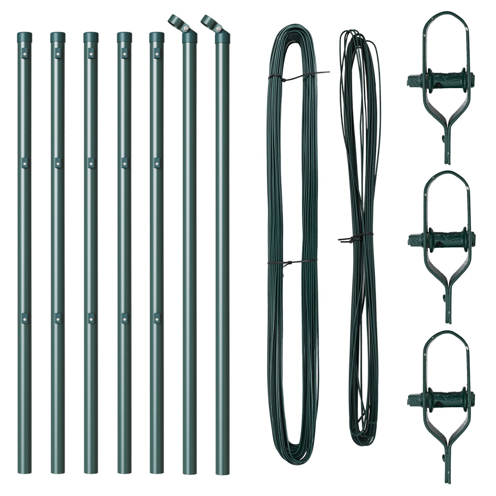 Zaunpfosten 7 Stück Grün Ø32 mm 100 cm Verzinkter Stahl