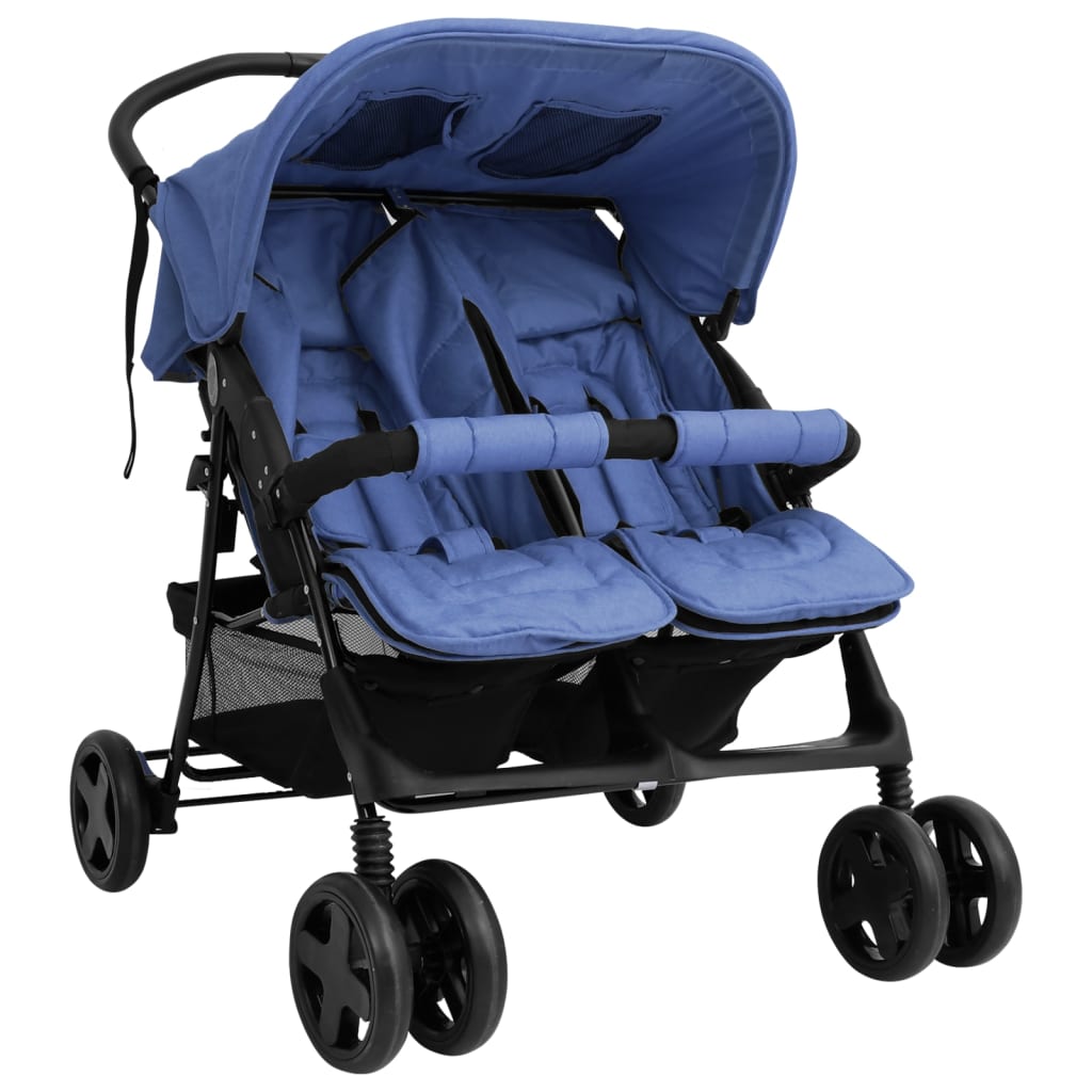 Zwillingskinderwagen Marineblau Stahl Zwillingskinderwagen Marineblau Stahl