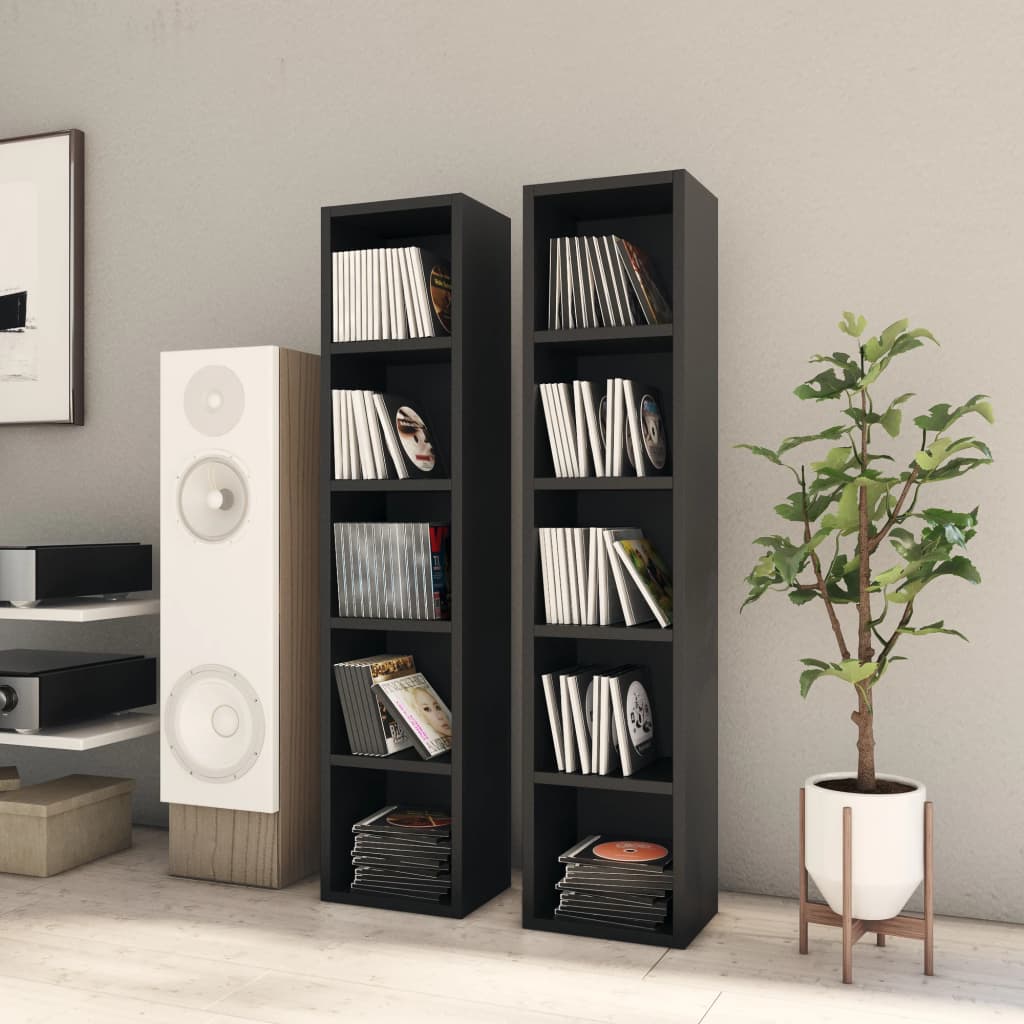 CD-Regale 2 Stk. Schwarz 21x16x93,5 cm Holzwerkstoff CD-Regale 2 Stk. Schwarz 21x16x93,5 cm Holzwerkstoff
