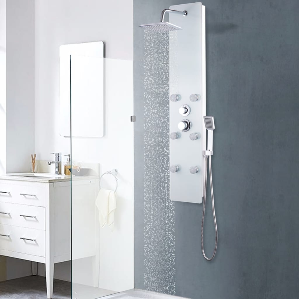 Duschpaneel Glas 25×44,6×130 cm Weiß Duschpaneel Glas 25×44,6×130 cm Weiß