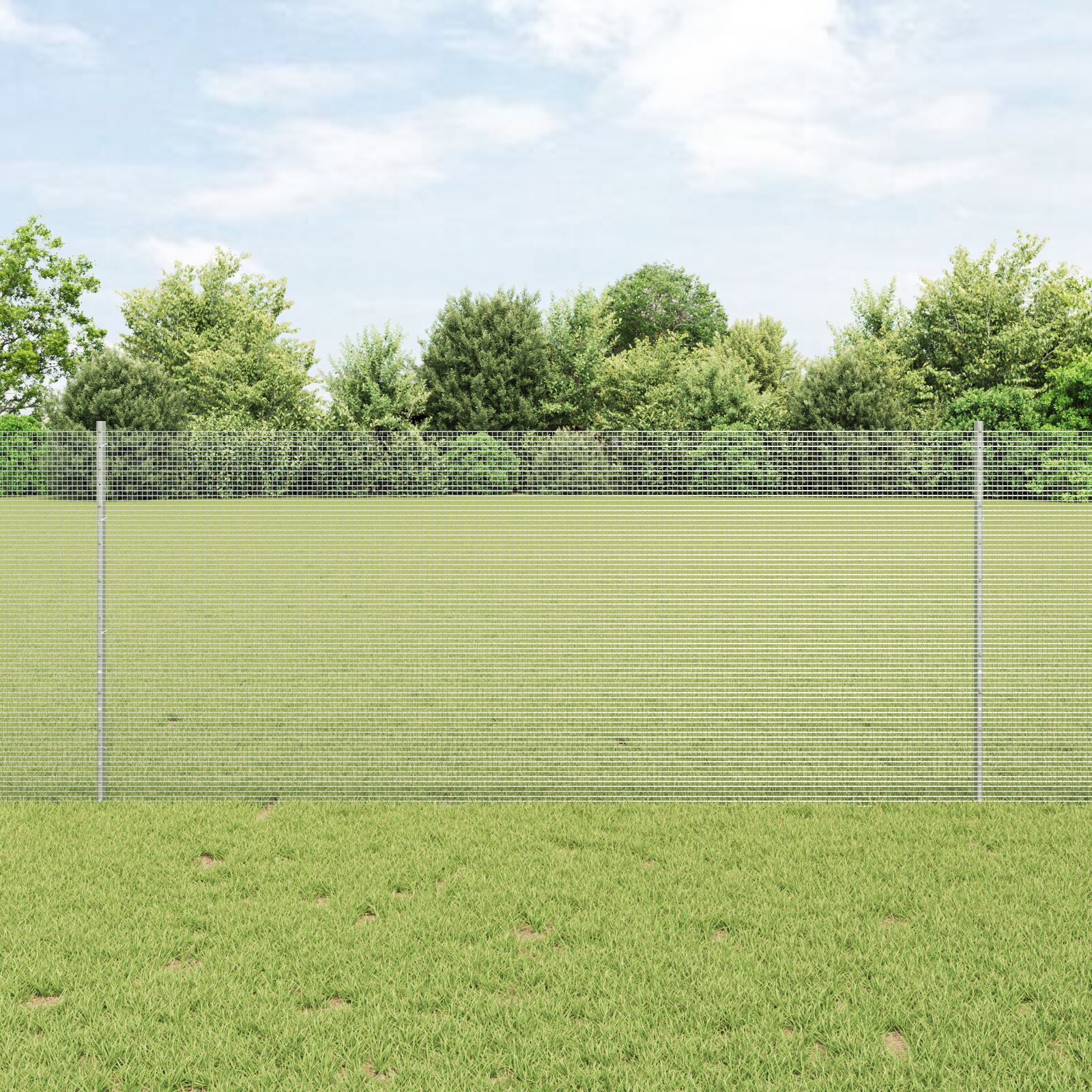 verzinkter Drahtzaun mit 44 U-Posts Silber 1x50 m Stahl