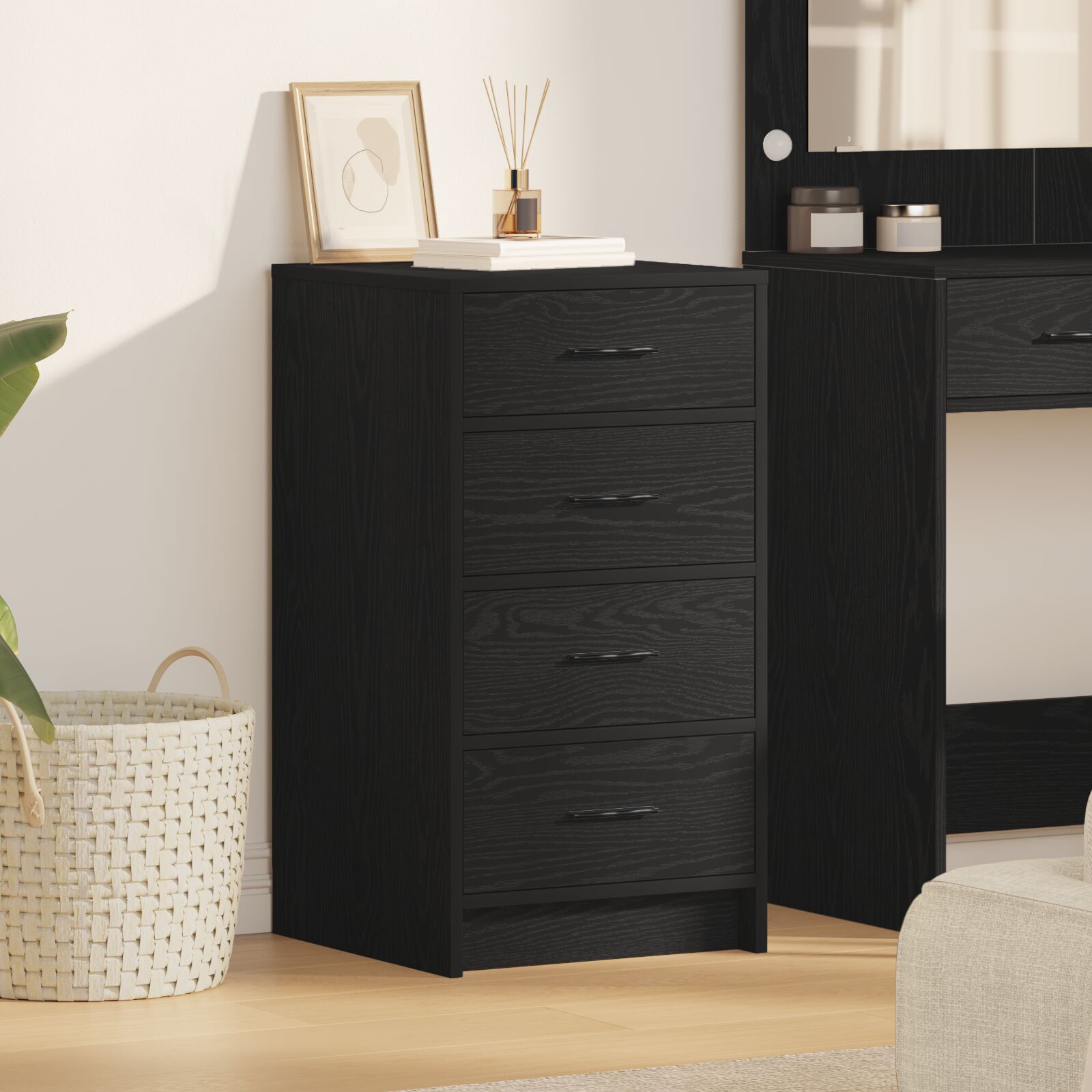 vidaXL Sideboard Schwarz Eiche 40x41x75 cm Holzwerkstoff