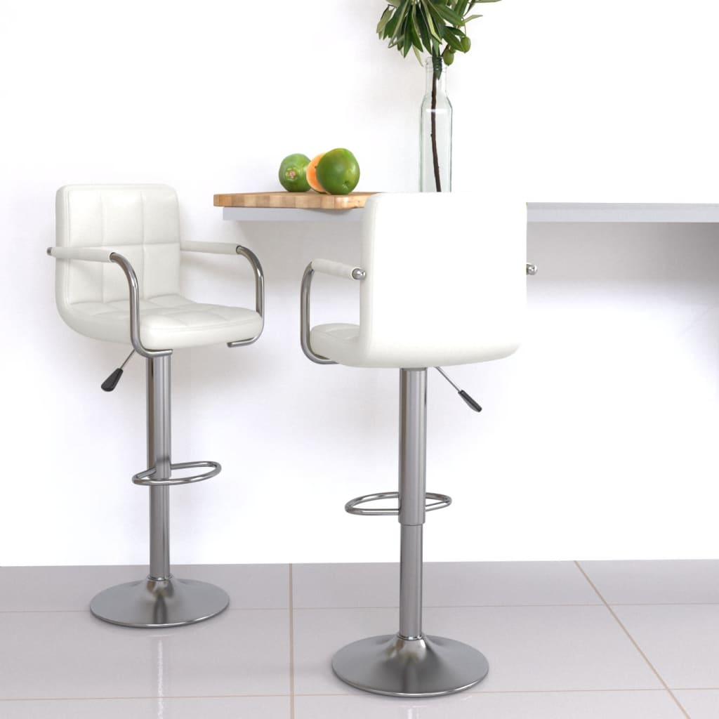Barhocker 2 Stk. Weiß Kunstleder Barhocker 2 Stk. Weiß Kunstleder