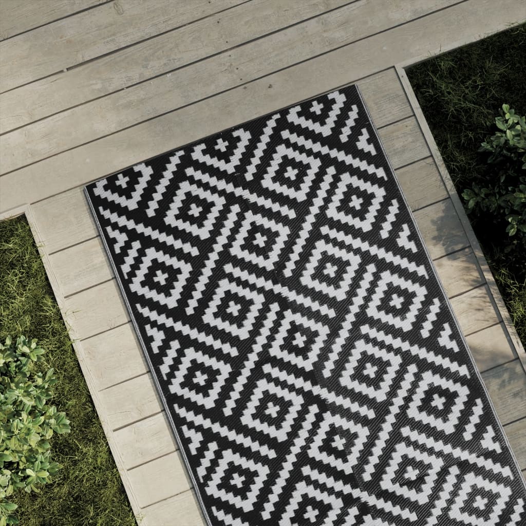 Outdoor-Teppich Weiß und Schwarz 80x150 cm PP Outdoor-Teppich Weiß und Schwarz 80x150 cm PP