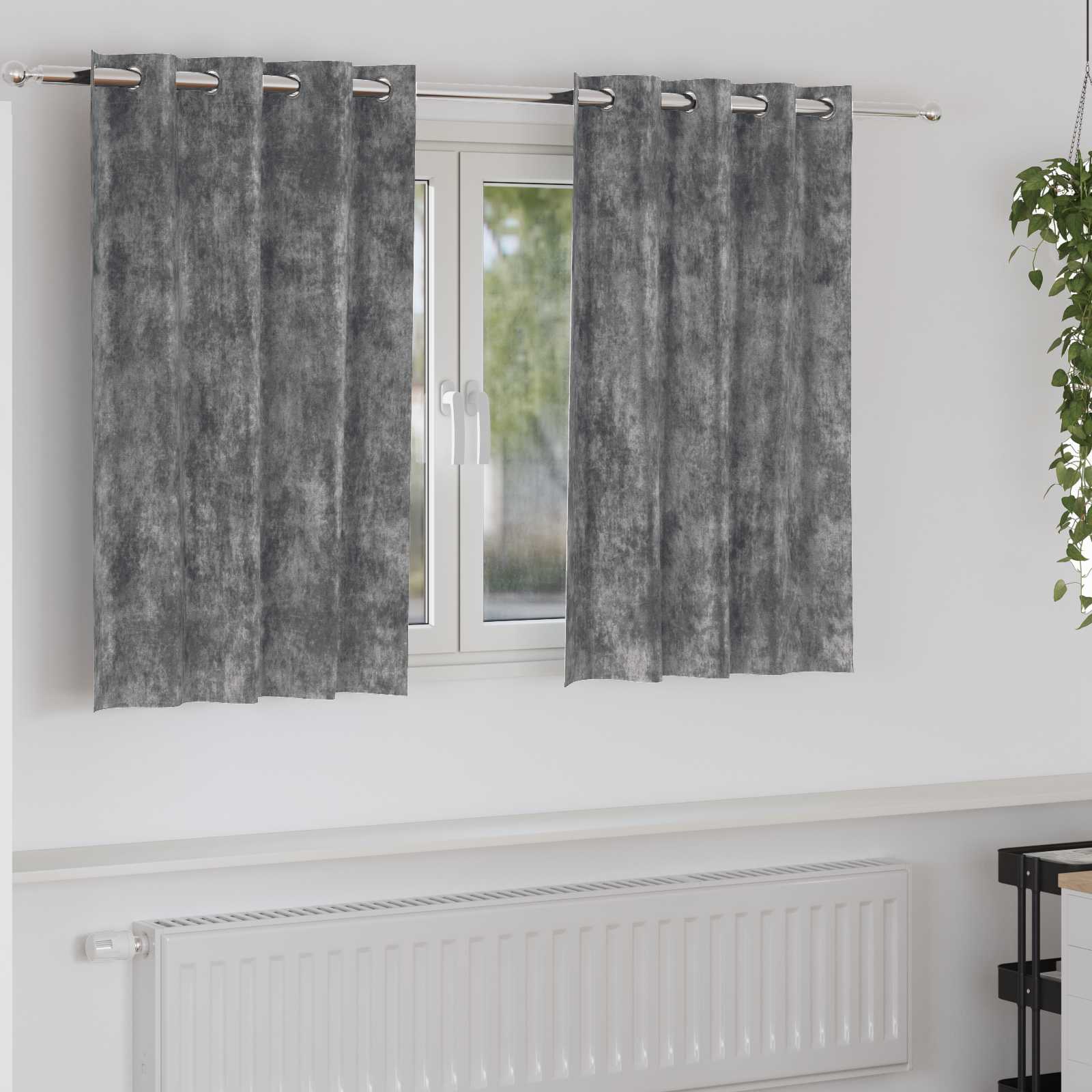 Samtgardinen 2 Stück mit Ösen Grau 140x140 cm Samtgardinen 2 Stück mit Ösen Grau 140x140 cm