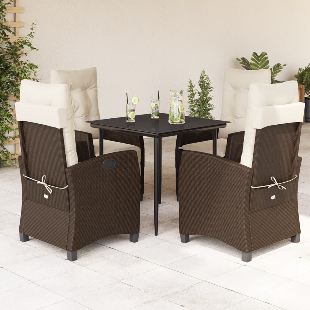 5-tlg. Garten-Essgruppe mit Kissen Braun Poly Rattan 5-tlg. Garten-Essgruppe mit Kissen Braun Poly Rattan