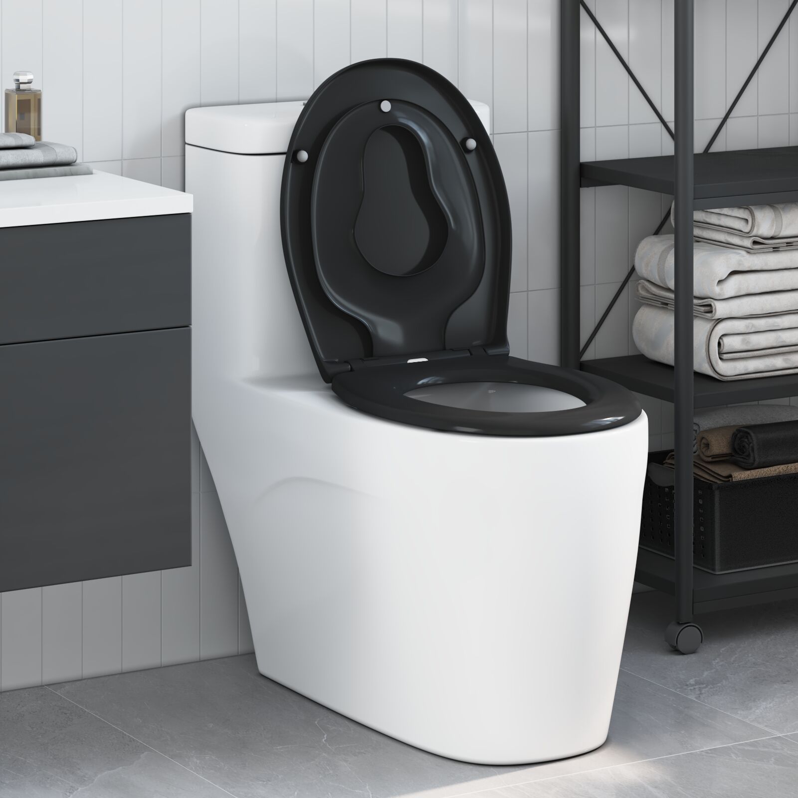Familien-Toilettensitz mit Kindersitz Schnelle Freisetzung Duroplast Familien-Toilettensitz mit Kindersitz Schnelle Freisetzung Duroplast