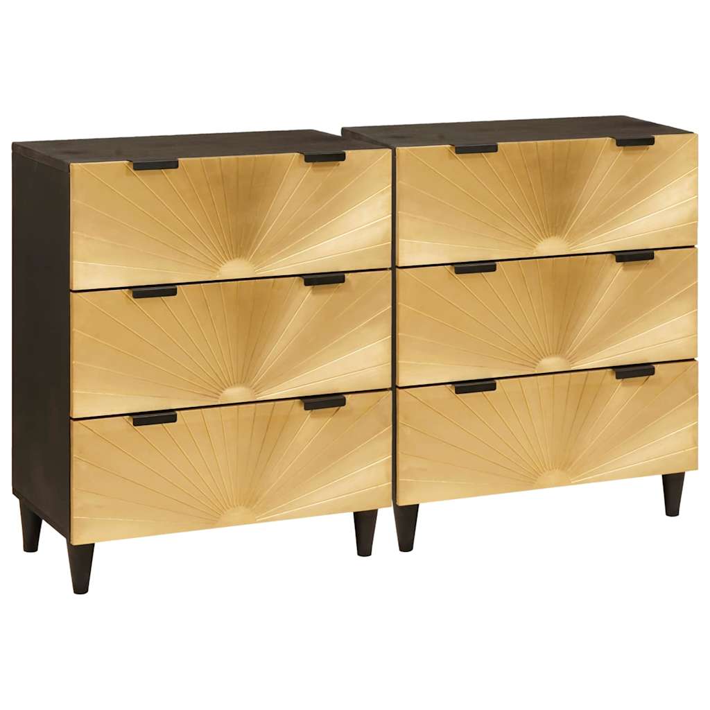 Sideboard 2 pcs Schwarz und Gold 60 x 33 x 75 cm Sideboard 2 pcs Schwarz und Gold 60 x 33 x 75 cm