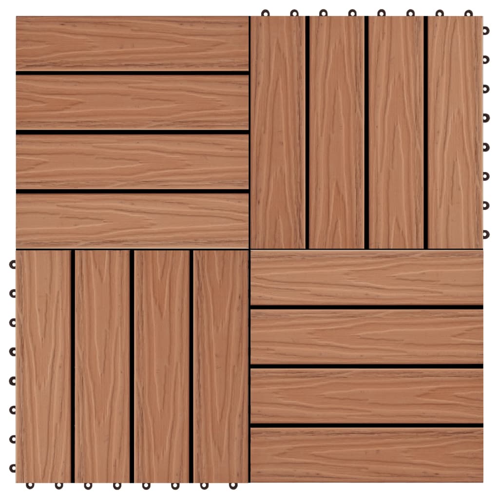 Terrassenfliesen 11Stk. Tief Geprägt WPC 30x30cm 1 qm Hellbraun