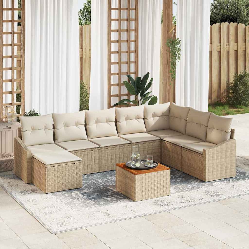 Garten-Sofa-Set 9 pcs Beige, weiß Garten-Sofa-Set 9 pcs Beige, weiß