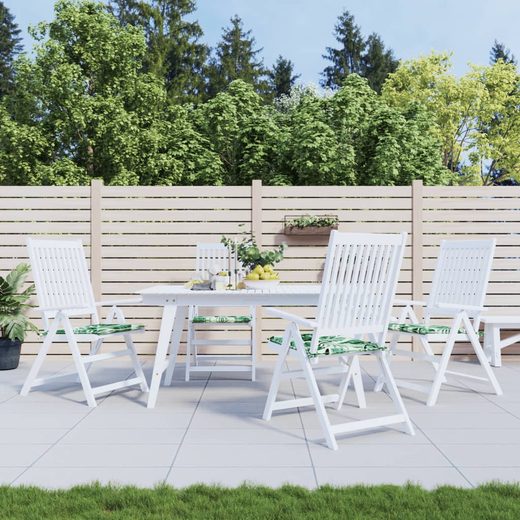 Stuhlkissen 4 Stk. Blattmuster 40x40x3 cm Stoff Stuhlkissen 4 Stk. Blattmuster 40x40x3 cm Stoff