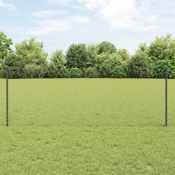 Zaun mit Pfosten Grau 0.8 x 10 m Stahl Zaun mit Pfosten Grau 0.8 x 10 m Stahl