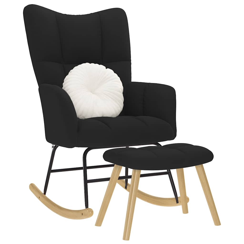 Schaukelsessel mit Hocker Schwarz Stoff Schaukelsessel mit Hocker Schwarz Stoff