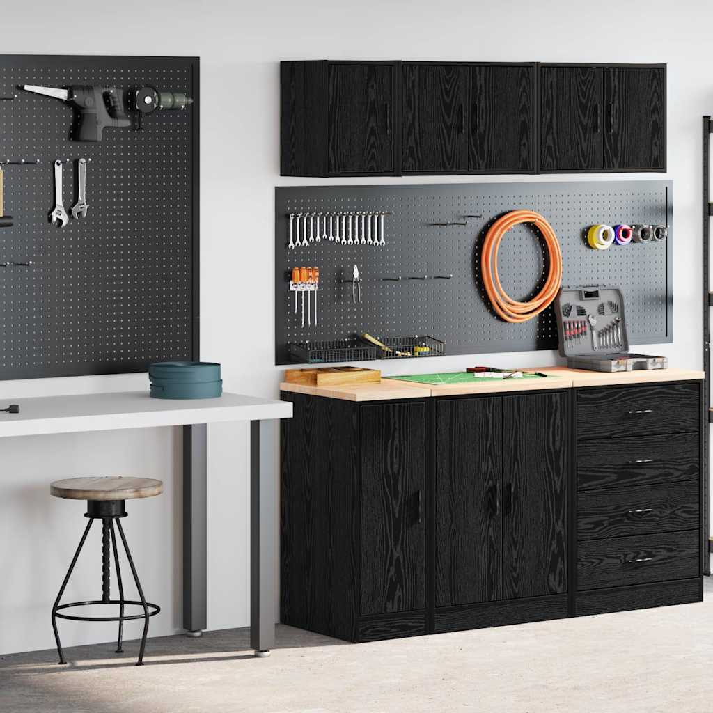 Garagenschränke 2 Stk. Schwarz Holzwerkstoff Garagenschränke 2 Stk. Schwarz Holzwerkstoff