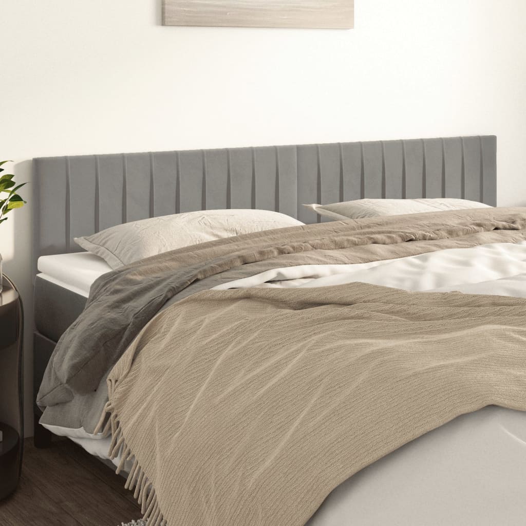 Kopfteile 2 Stk. Hellgrau 100x5x78/88 cm Samt Kopfteile 2 Stk. Hellgrau 100x5x78/88 cm Samt