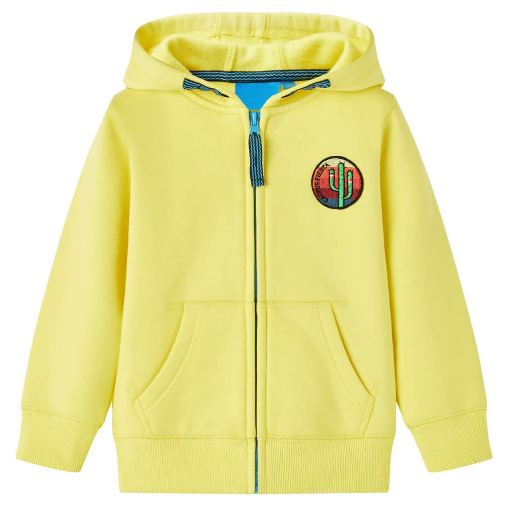 Kinder-Kapuzenpullover mit Reißverschluss Hellgelb 92 Kinder-Kapuzenpullover mit Reißverschluss Hellgelb 92