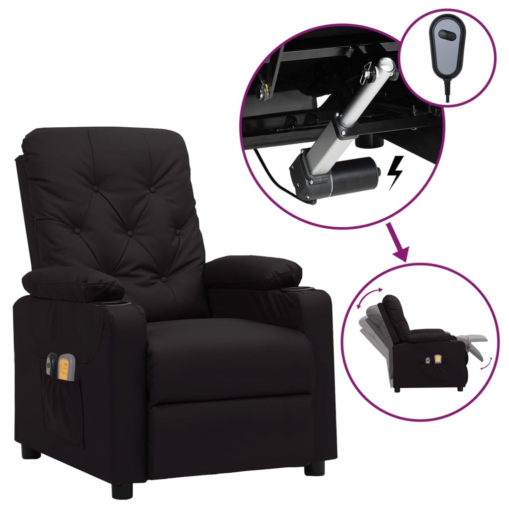 Massagesessel Elektrisch Schwarz Kunstleder Massagesessel Elektrisch Schwarz Kunstleder