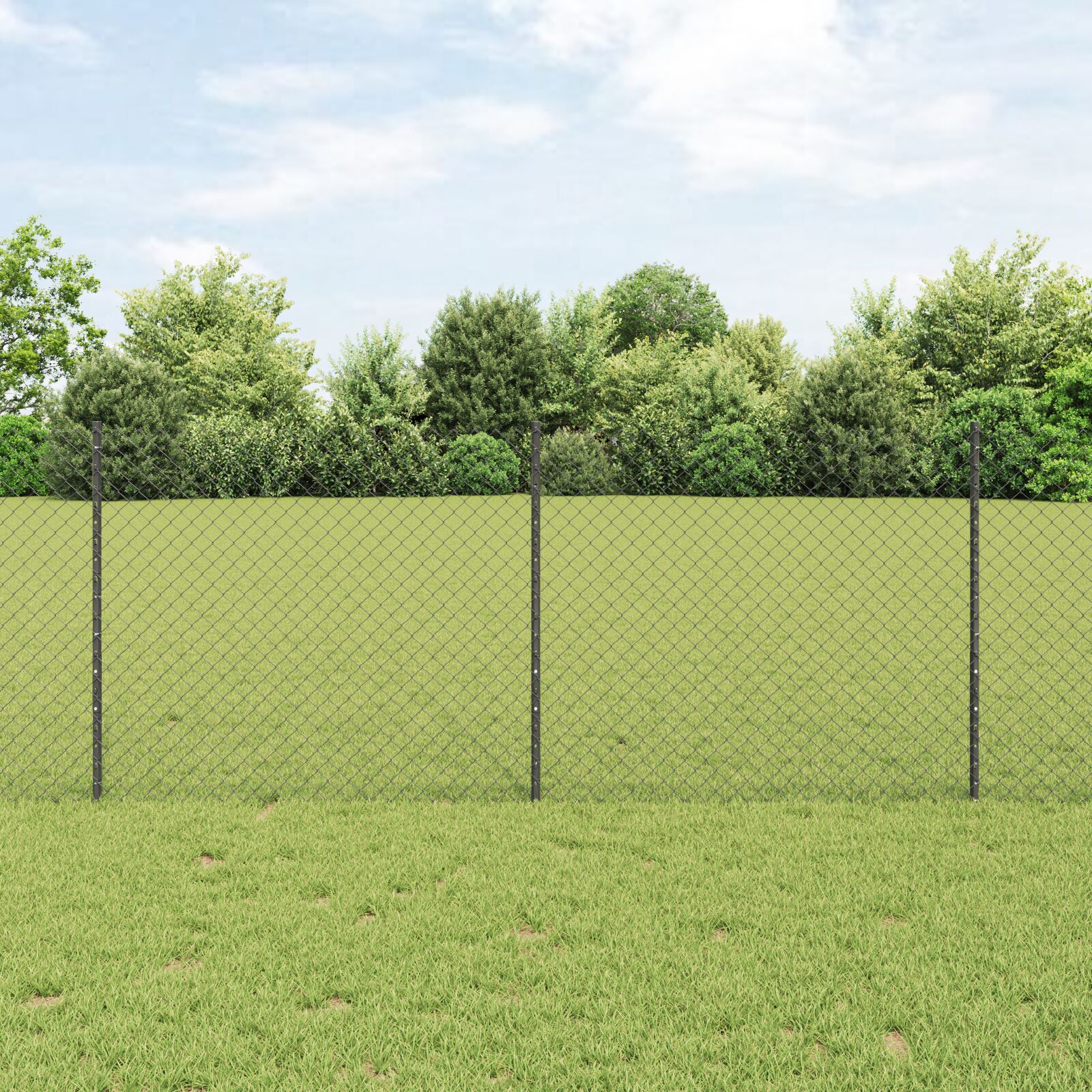 Kettensichtschutz mit 44 U-Posts Grau 1x25 m Stahl