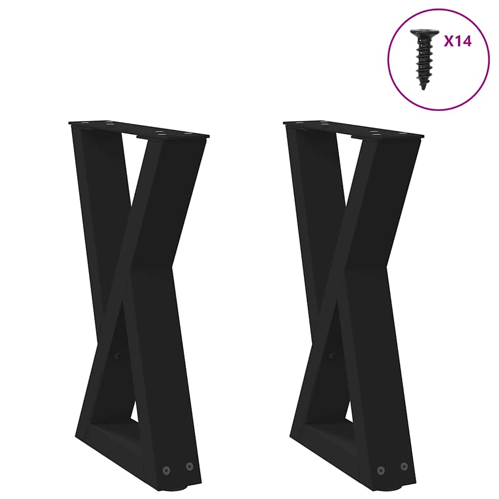 Couchtischbeine 2 Stk. Schwarz 38x(42-43,3) cm Stahl Couchtischbeine 2 Stk. Schwarz 38x(42-43,3) cm Stahl