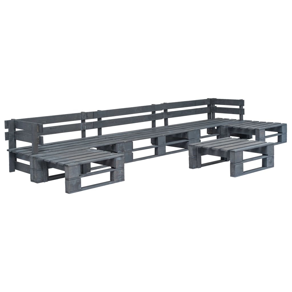 6-tlg. Garten-Sofagarnitur aus Paletten Holz Grau 6-tlg. Garten-Sofagarnitur aus Paletten Holz Grau