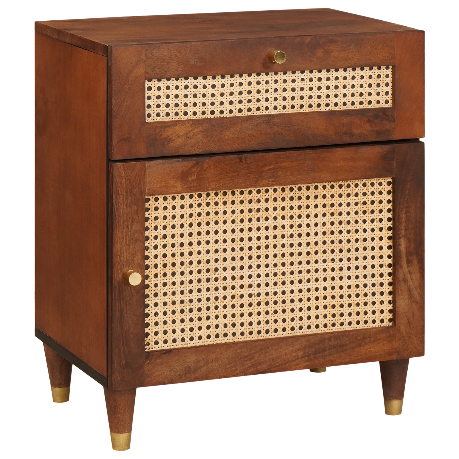 Nachttische Braun Rattan und massivem Mango Holz Nachttische Braun Rattan und massivem Mango Holz