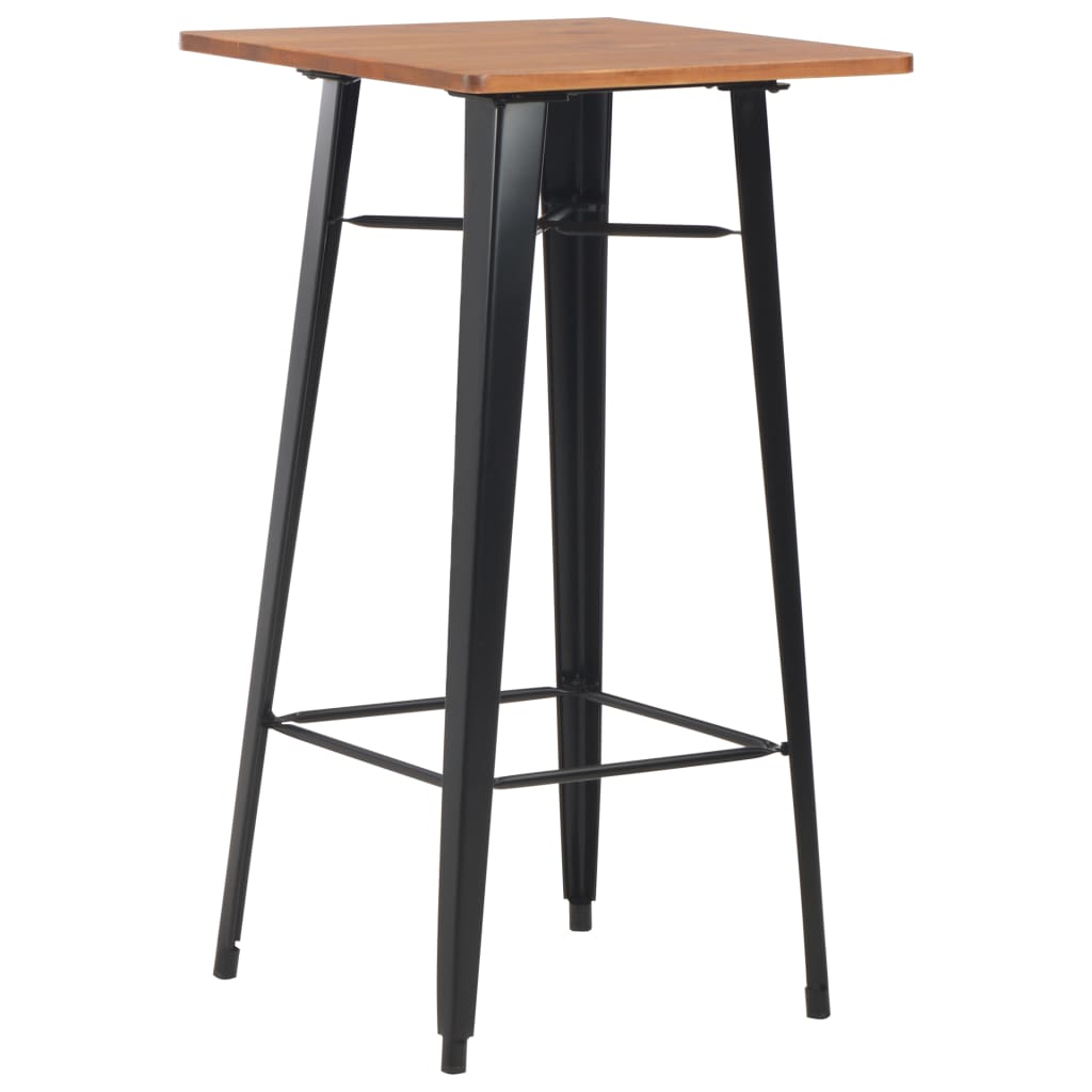 Bartisch Schwarz 60×60×108 cm Kiefer Massivholz und Stahl Bartisch Schwarz 60×60×108 cm Kiefer Massivholz und Stahl