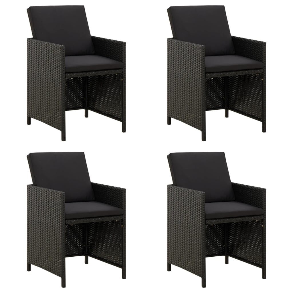 Gartenstühle mit Kissen 4 Stk. Poly Rattan Schwarz Gartenstühle mit Kissen 4 Stk. Poly Rattan Schwarz