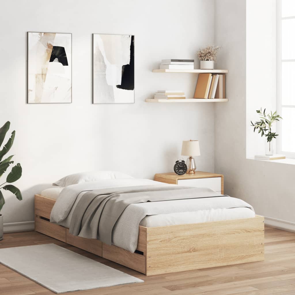 Bettgestell mit Schubladen Sonoma-Eiche 90x200cm Holzwerkstoff Bettgestell mit Schubladen Sonoma-Eiche 90x200cm Holzwerkstoff