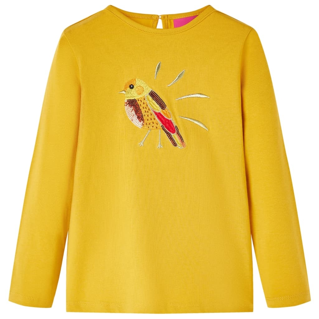 Kinder-Langarmshirt Dunkles Ocker 128