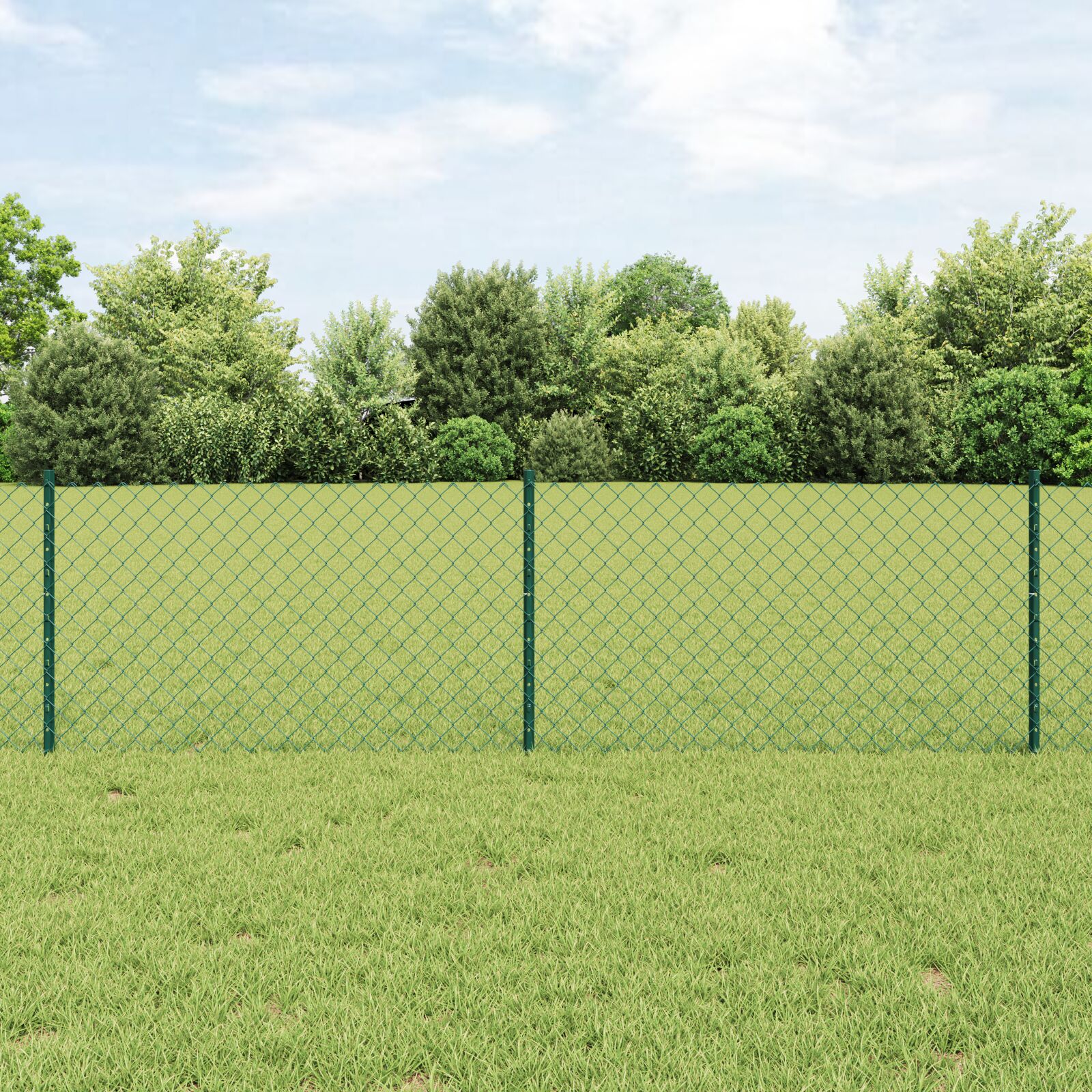 Kettenschutz Zaun mit 22 U Pfosten Grün 0,6x25 m Stahl