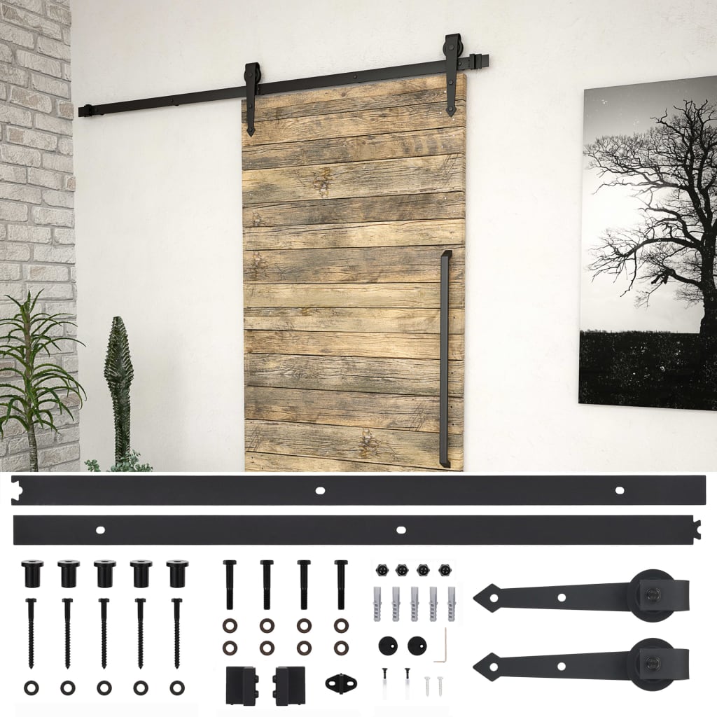 Schiebetürbeschlag-Set SKIEN 200 cm Stahl Schwarz Schiebetürbeschlag-Set SKIEN 200 cm Stahl Schwarz