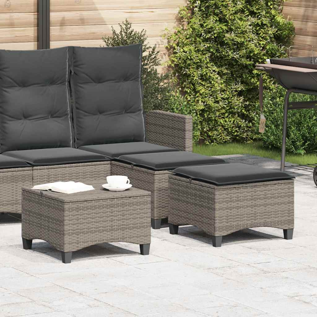 Gartenhocker mit Kissen 2 Stk. Grau 55x55x36 cm Poly Rattan Gartenhocker mit Kissen 2 Stk. Grau 55x55x36 cm Poly Rattan