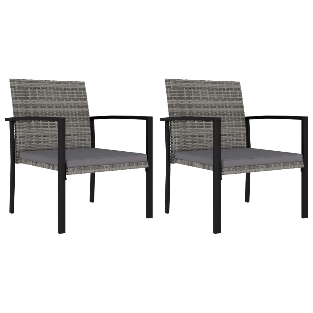 Garten-Essstühle 2 Stk. Poly Rattan Grau Garten-Essstühle 2 Stk. Poly Rattan Grau