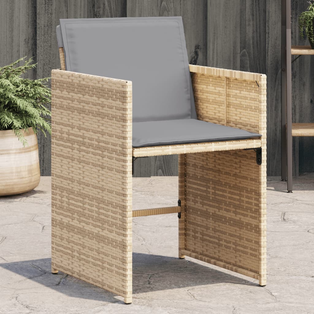 Gartenstühle mit Kissen 4 Stk. Beigemischung Poly Rattan Gartenstühle mit Kissen 4 Stk. Beigemischung Poly Rattan