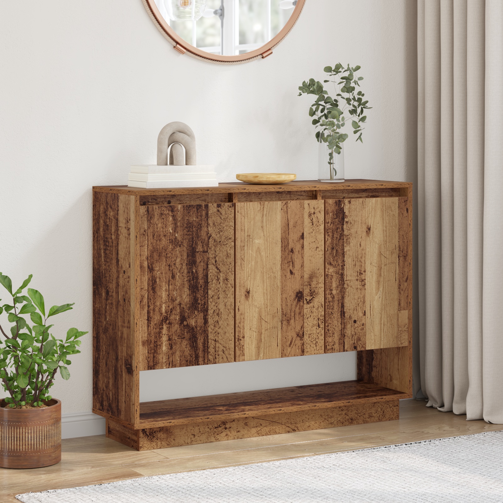 Sideboard mit Regal mit Tür Altholz 97 x 29 x 75 cm Holzwerkstoff
