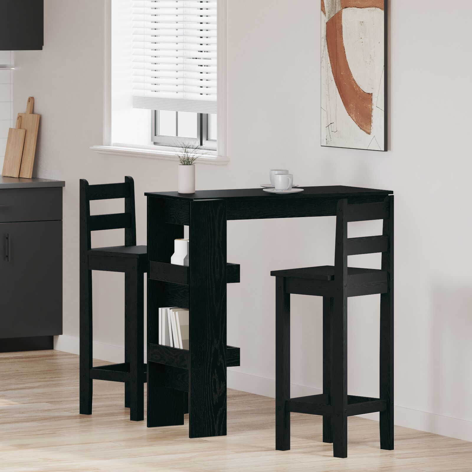 vidaXL Wand-Bar-Tisch - Schwarzes Eichenholz - 102x55x103,5 cm - Aus Holzwerkstoff gefertigt vidaXL Wand-Bar-Tisch - Schwarzes Eichenholz - 102x55x103,5 cm - Aus Holzwerkstoff gefertigt